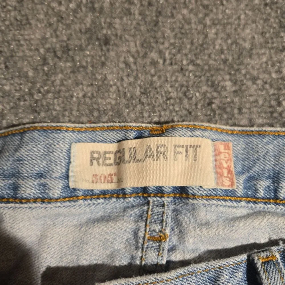 Levis 505 Denim Jeans Mens 38x29 Blue Straight Light Wash Regular Fit